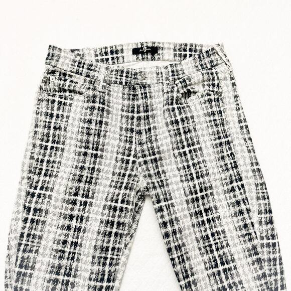 7 For All Mankind Patterned Skinny Jeans Plaid Houndstooth Size 26 - Picture 3 of 8